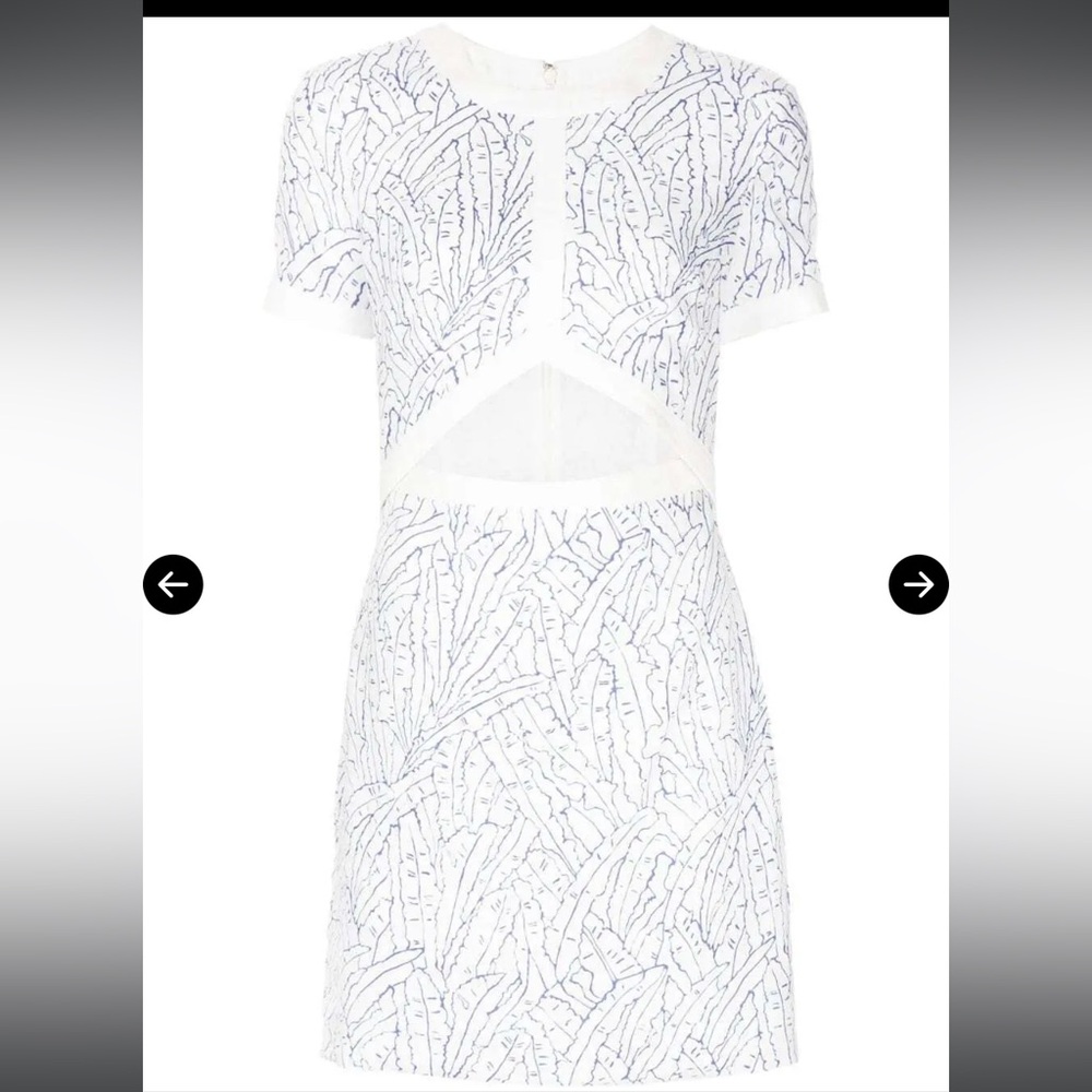 Staud Linen Blue and White Mini Dress | Staud Mini Perla Dress - Picture 4 of 7
